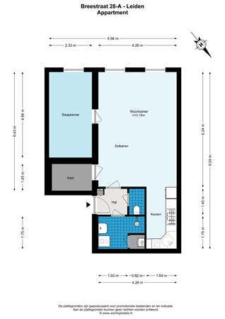 Floorplan - Breestraat 28A, 2311 CS Leiden